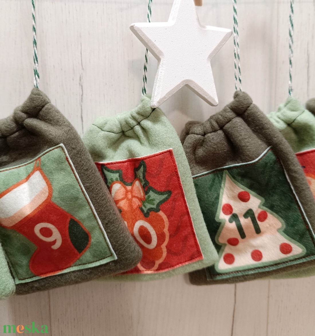Adventi naptár, polár zsákok - karácsony - adventi díszek - adventi naptár - Meska.hu