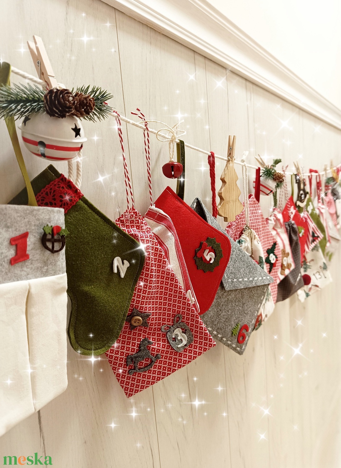 Skandináv stílusú adventi naptár - karácsony - adventi díszek - adventi naptár - Meska.hu