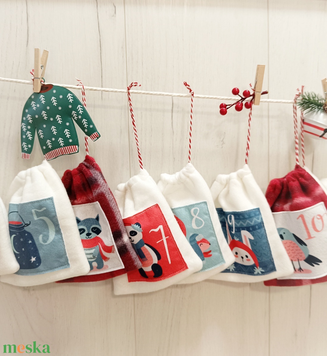 Adventi naptár polár zsákok - karácsony - adventi díszek - adventi naptár - Meska.hu
