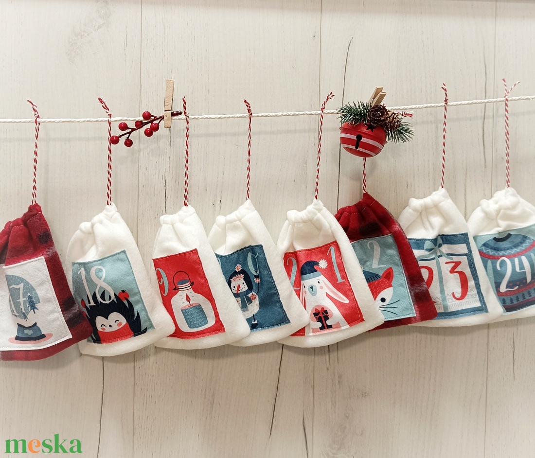 Adventi naptár polár zsákok - karácsony - adventi díszek - adventi naptár - Meska.hu