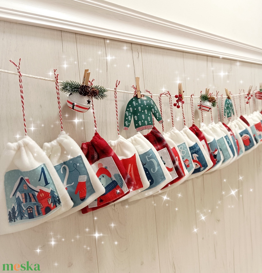Adventi naptár polár zsákok - karácsony - adventi díszek - adventi naptár - Meska.hu