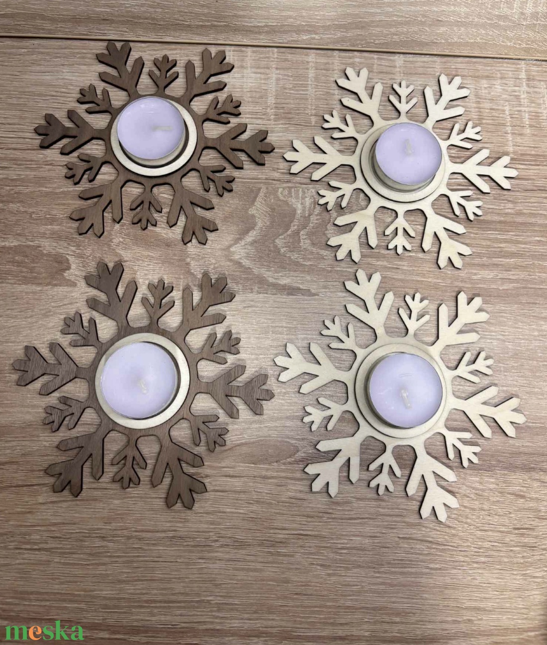 Hópehely gyertya tartó - karácsony - adventi díszek - adventi asztaldísz - Meska.hu