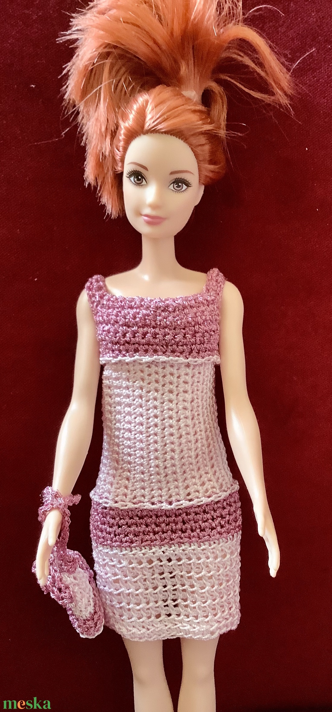 Rózsaszín Barbie baba együttes nyári pántos Princessz szabású ruha  szütyővel, esti koktélparti vagy vízparti sétához  - játék & sport - baba & babaház - barbie ruhák - Meska.hu