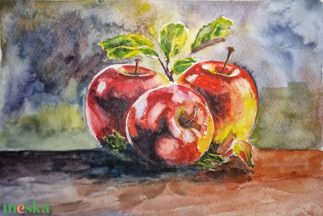 Eredeti akvarell csendélet almákkal 25x17 cm - művészet - festmény - akvarell - Meska.hu Eredeti akvarell csendélet almákkal 25x17 cm - művészet - festmény - akvarell - Meska.hu