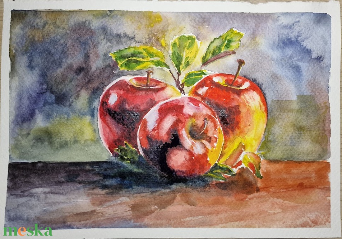 Eredeti akvarell csendélet almákkal 25x17 cm - művészet - festmény - akvarell - Meska.hu Eredeti akvarell csendélet almákkal 25x17 cm - művészet - festmény - akvarell - Meska.hu