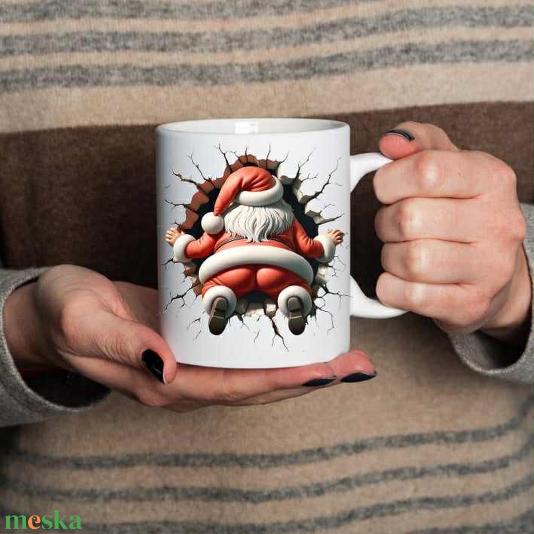 Elöl-hátul Télapó bögre - otthon & életmód - konyhafelszerelés, tálalás - tálalás - bögre & csésze - Meska.hu