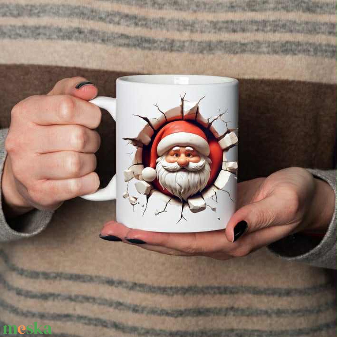 Elöl-hátul Télapó bögre - otthon & életmód - konyhafelszerelés, tálalás - tálalás - bögre & csésze - Meska.hu