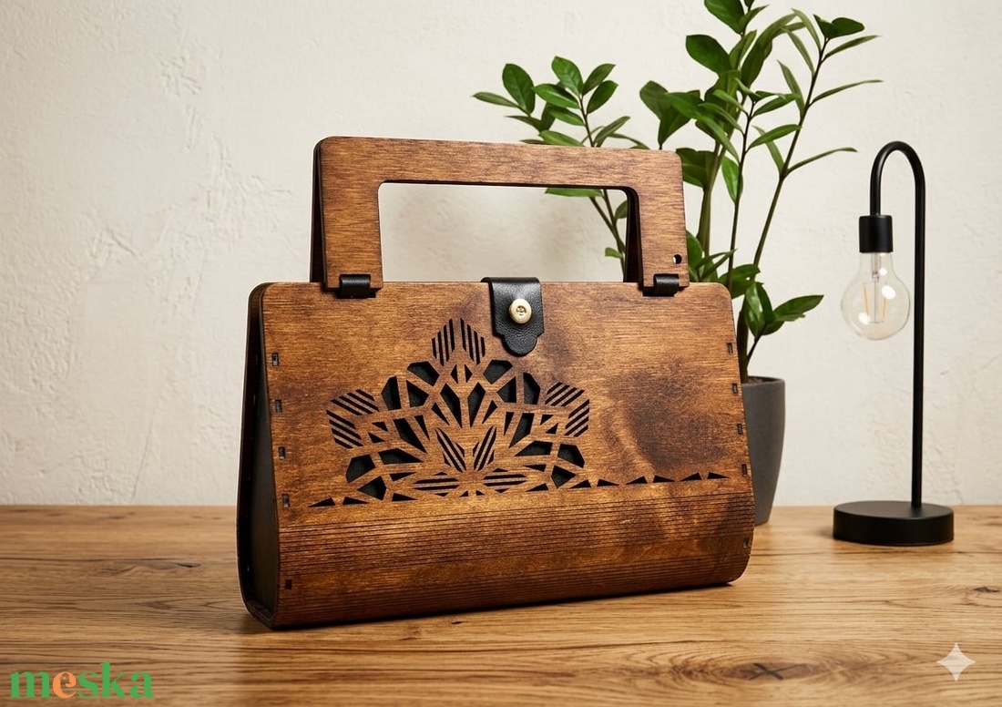 Lézervágott fa kézitáska - táska & tok - kézitáska & válltáska - kézitáska - Meska.hu