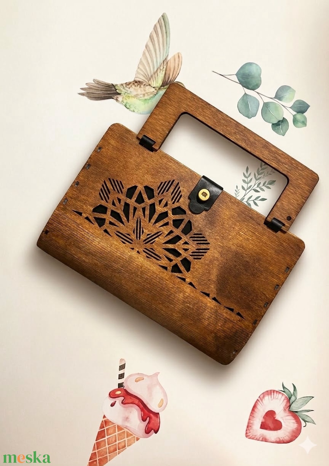 Lézervágott fa kézitáska - táska & tok - kézitáska & válltáska - kézitáska - Meska.hu