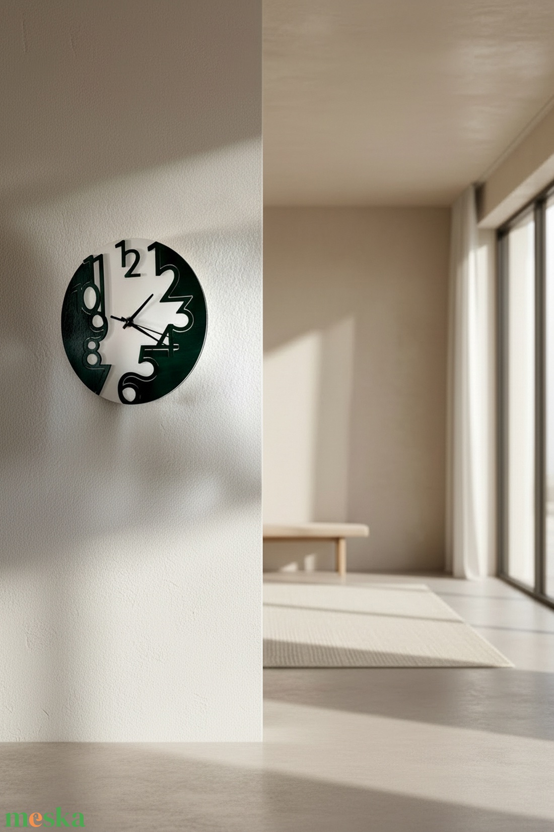 Absztrakt falióra (zöld fehér) - otthon & életmód - dekoráció - fali és függő dekoráció - falióra & óra - Meska.hu