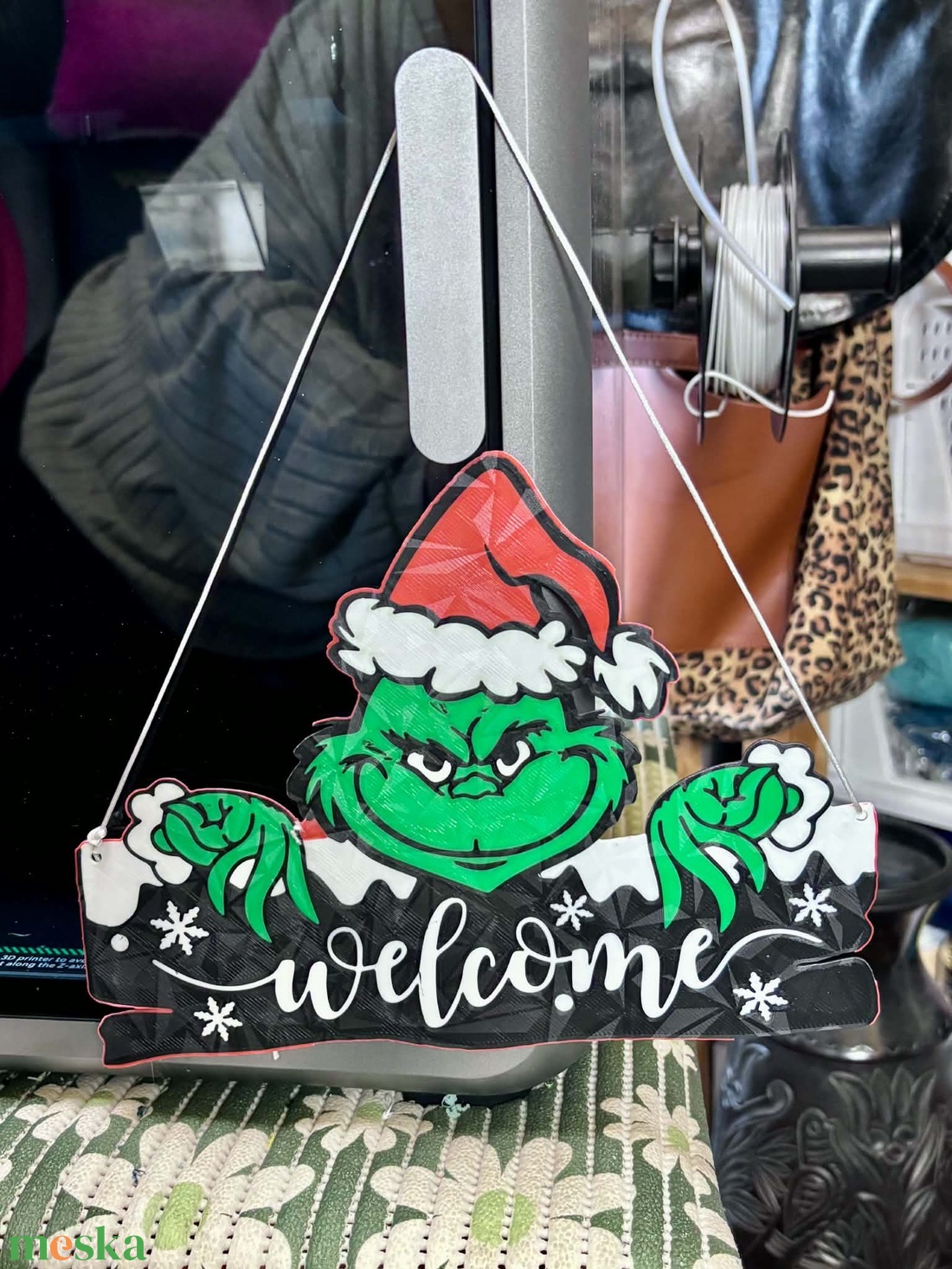 Grinch/Grincs ünnepi ajtódísz, kopogtató - otthon & életmód - dekoráció - ajtó- és ablak dekoráció - ajtódísz & kopogtató - Meska.hu