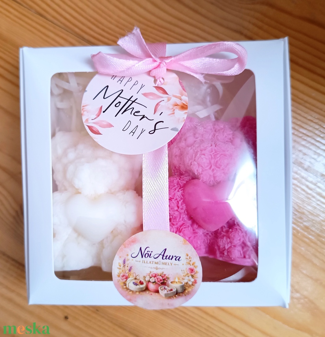 Szója Rózsamaci gyertya díszcsomagolásban, Anyák napjára - kellékek & szerszámok - dekorációs kellékek - dekorációs gyertya - Meska.hu