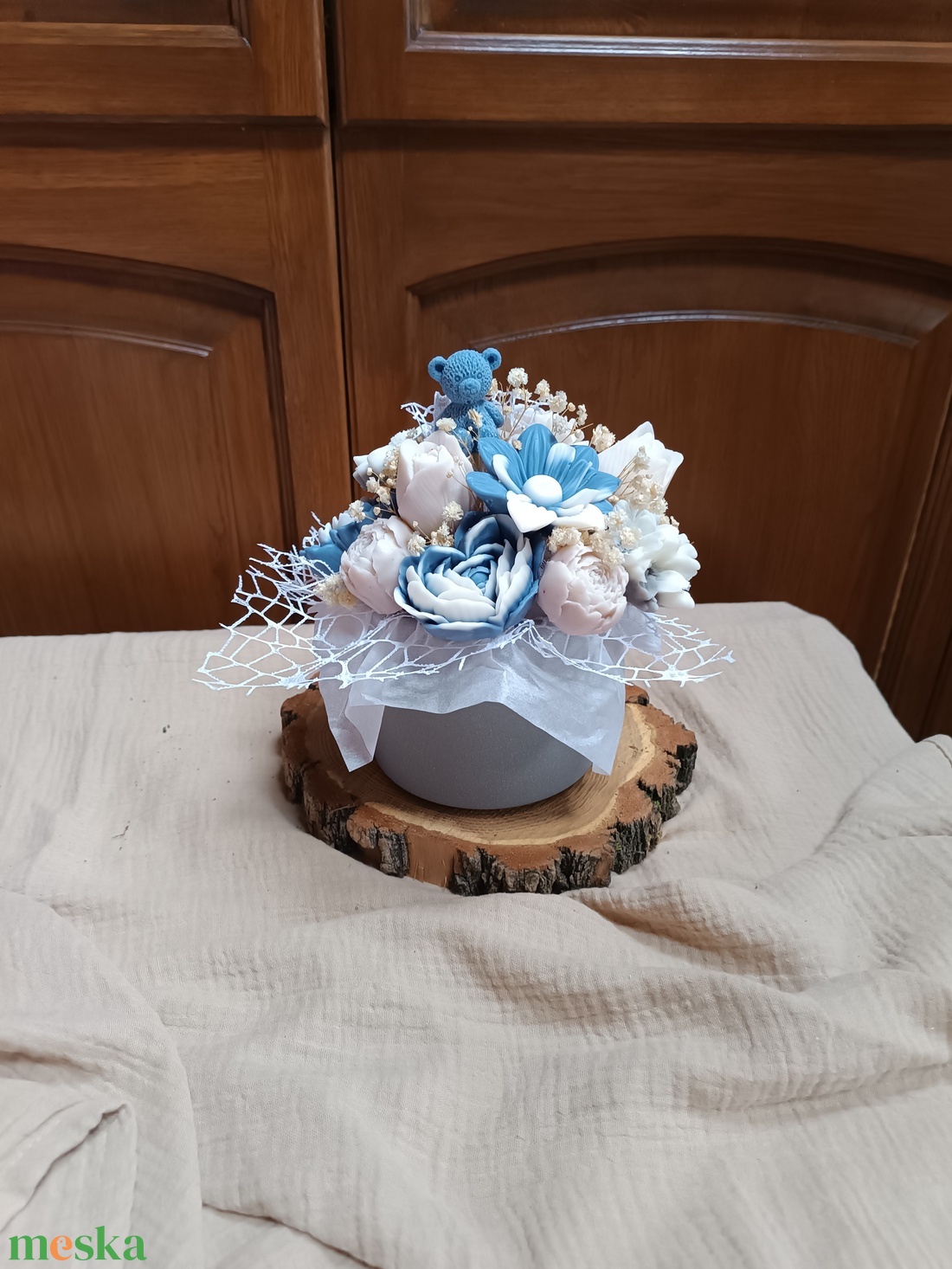 Szójaviasz virágbox kerámia kaspóban, Anyák Napjára - kellékek & szerszámok - vegyes alapanyag - gyertya alapanyag - szójaviasz gyertya alapanyag - Meska.hu