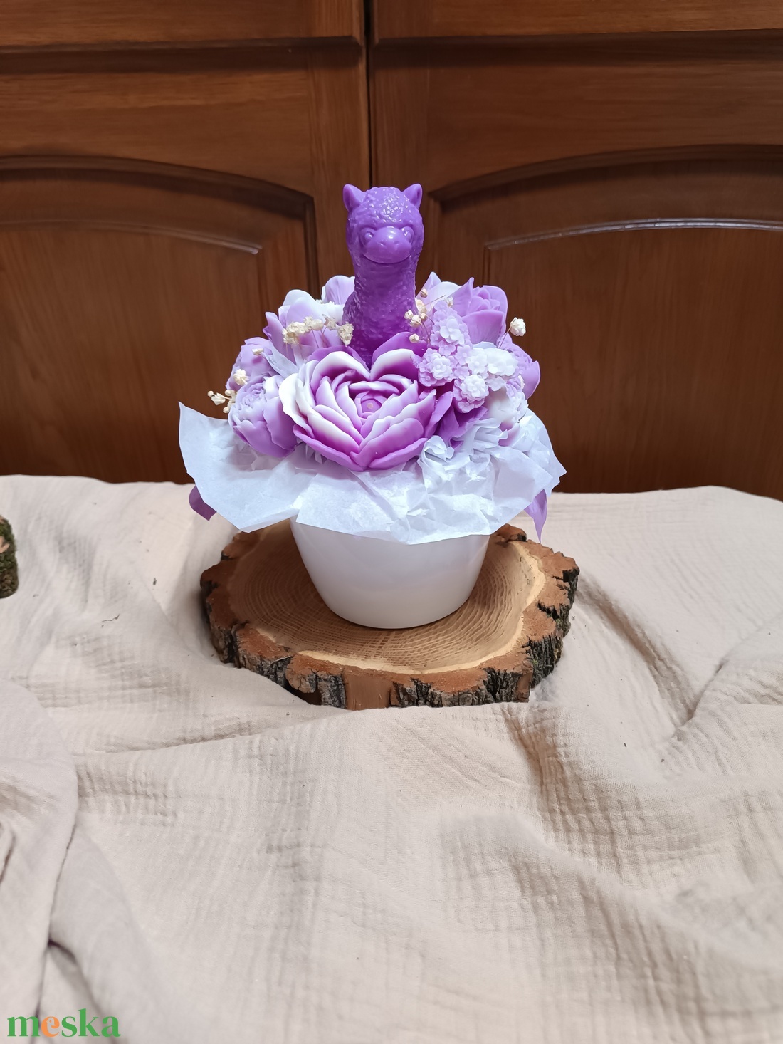 Szójaviasz virágbox műanyag kaspóban, anyák napjára - kellékek & szerszámok - dekorációs kellékek - dekorációs gyertya - Meska.hu