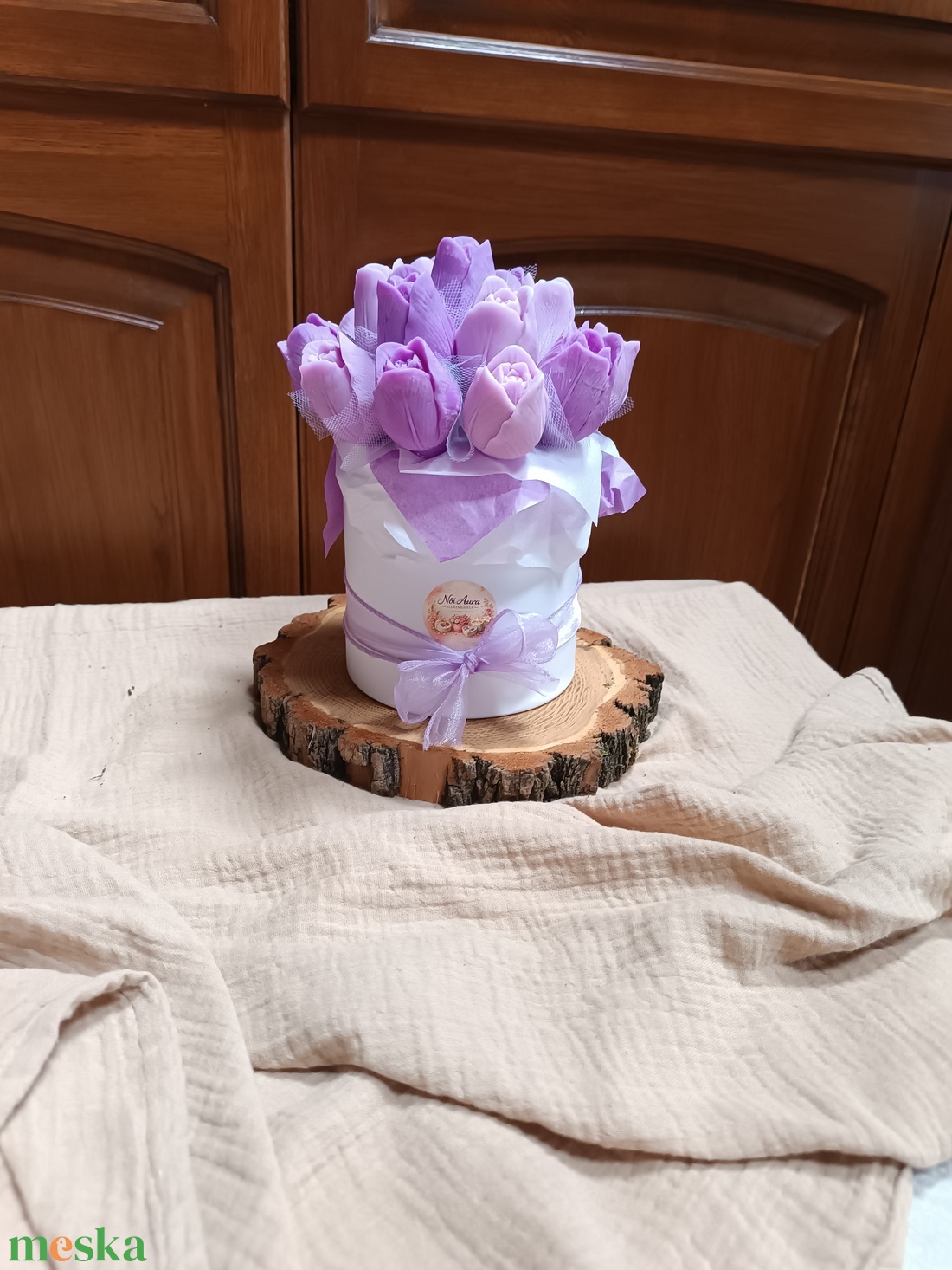 Szójaviasz virágbox papírdobozban, Anyák Napjára - kellékek & szerszámok - dekorációs kellékek - dekorációs gyertya - Meska.hu