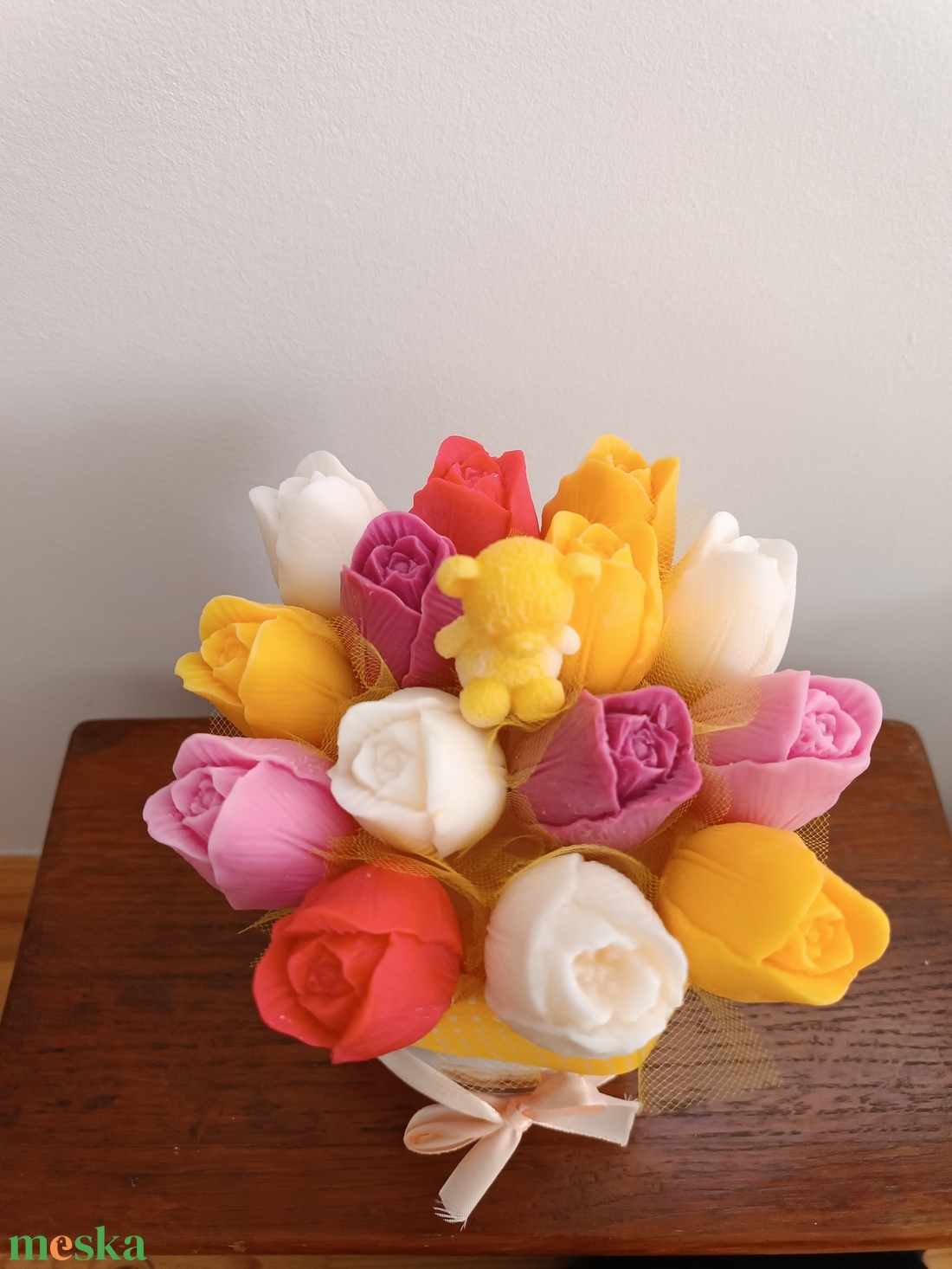 Szójaviasz virágbox papírdobozban, anyák napjára - kellékek & szerszámok - dekorációs kellékek - dekorációs gyertya - Meska.hu