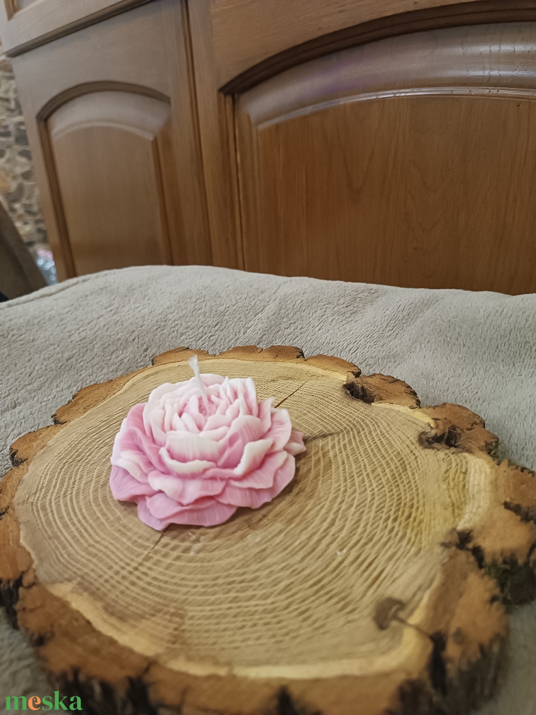 Szójaviasz Bazsarózsa Gyertya - kellékek & szerszámok - dekorációs kellékek - dekorációs gyertya - Meska.hu