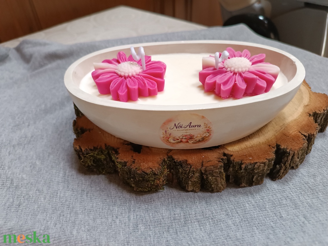 Cseresznyevirág illatú szójaviasz gyertyatál  - otthon & életmód - gyertya, illat, aroma - gyertya - Meska.hu