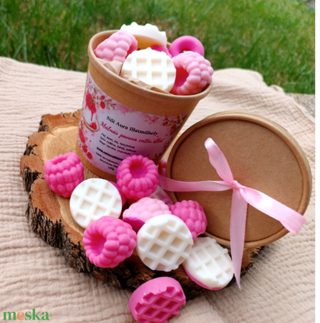Málnás Panna cotta illatviasz  - otthon & életmód - gyertya, illat, aroma - illatviasz - Meska.hu