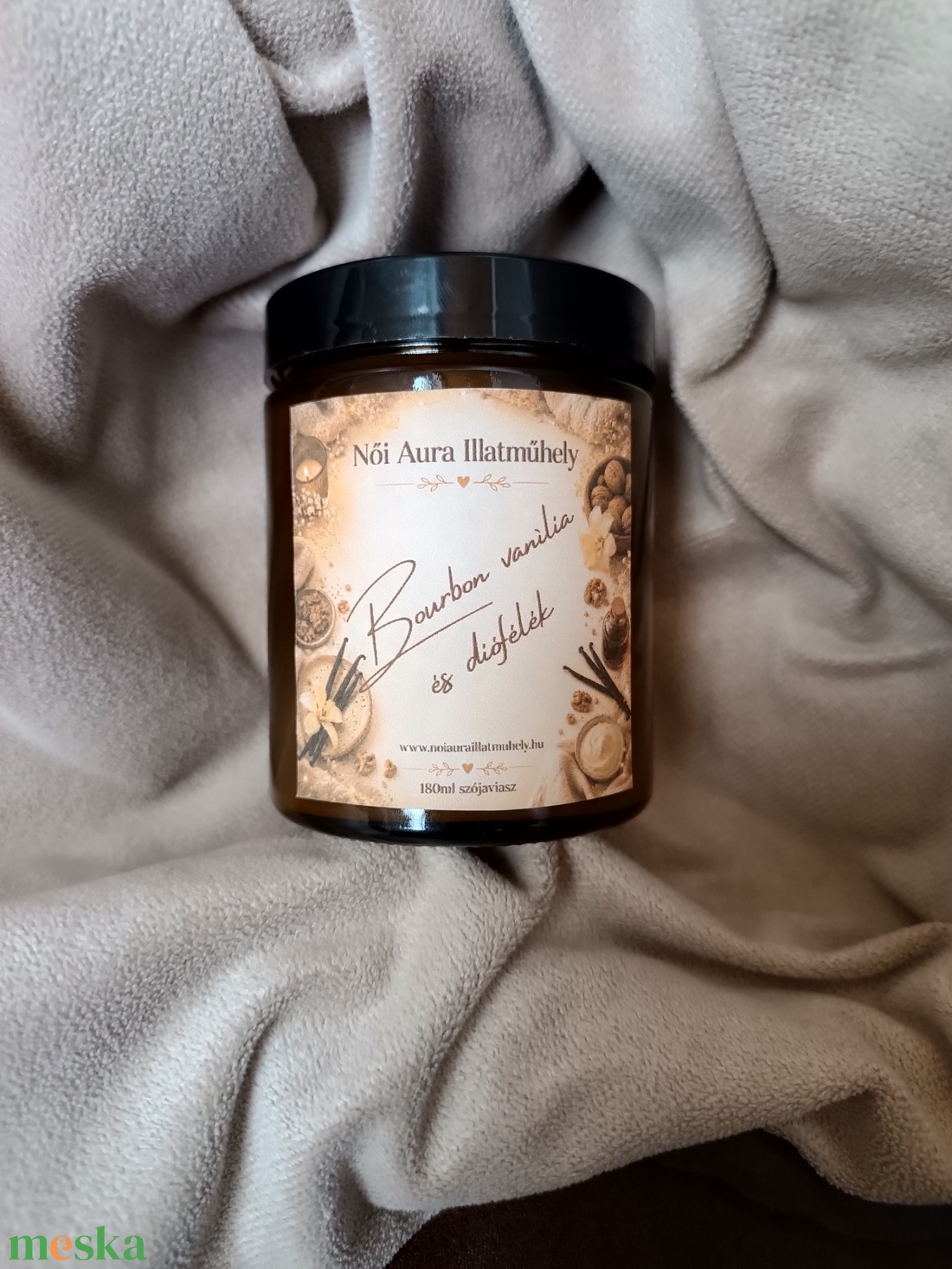 Bourbon vanília és diófélék szójaviasz illatgyertya 180ml - otthon & életmód - gyertya, illat, aroma - gyertya - Meska.hu