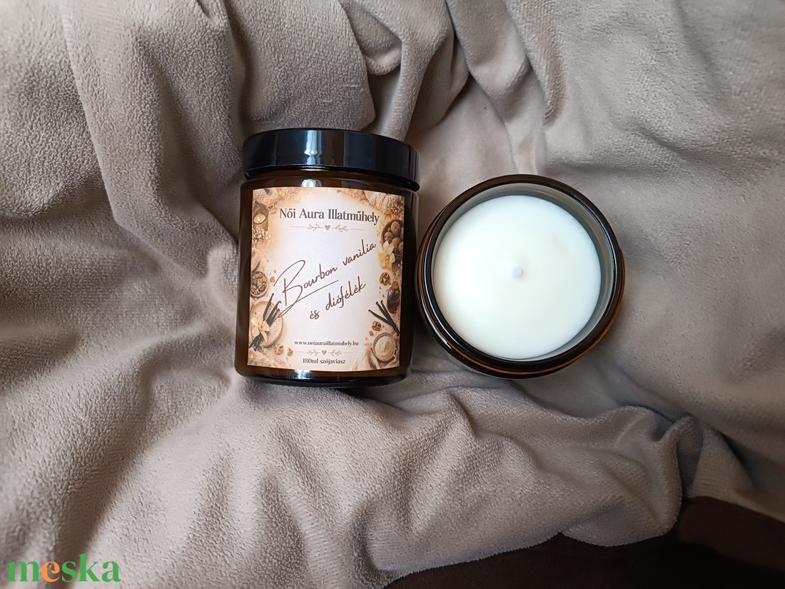 Bourbon vanília és diófélék szójaviasz illatgyertya 180ml - otthon & életmód - gyertya, illat, aroma - gyertya - Meska.hu