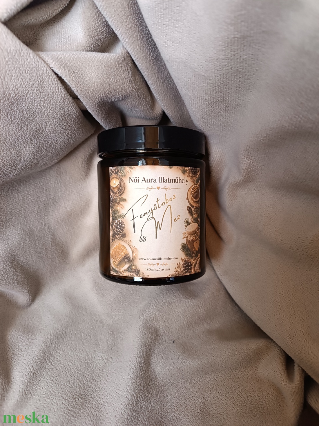 Fenyőtoboz és Méz szójaviasz illatgyertya 180ml - otthon & életmód - gyertya, illat, aroma - gyertya - Meska.hu