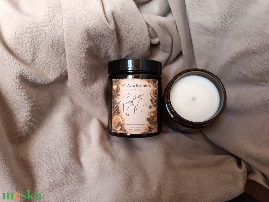 Fenyőtoboz és Méz szójaviasz illatgyertya 180ml - otthon & életmód - gyertya, illat, aroma - gyertya - Meska.hu
