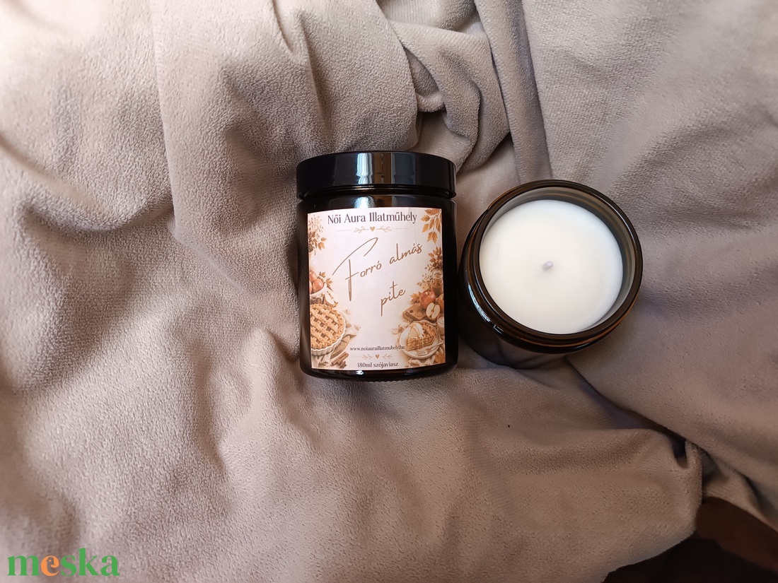 Forró Almás pite szójaviasz illatgyertya 180ml - otthon & életmód - gyertya, illat, aroma - gyertya - Meska.hu