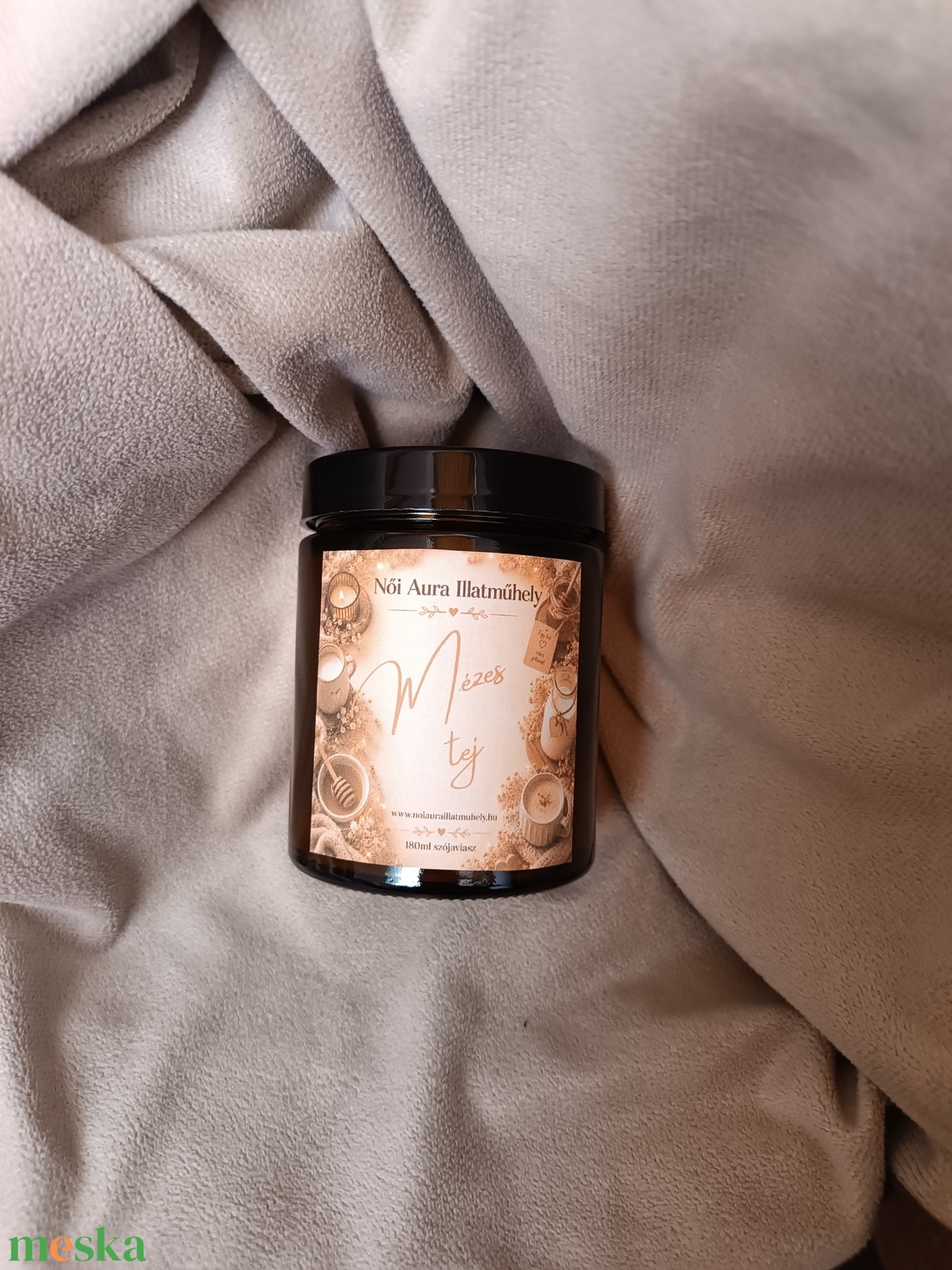Mézes tej szójaviasz illatgyertya 180ml - otthon & életmód - gyertya, illat, aroma - gyertya - Meska.hu