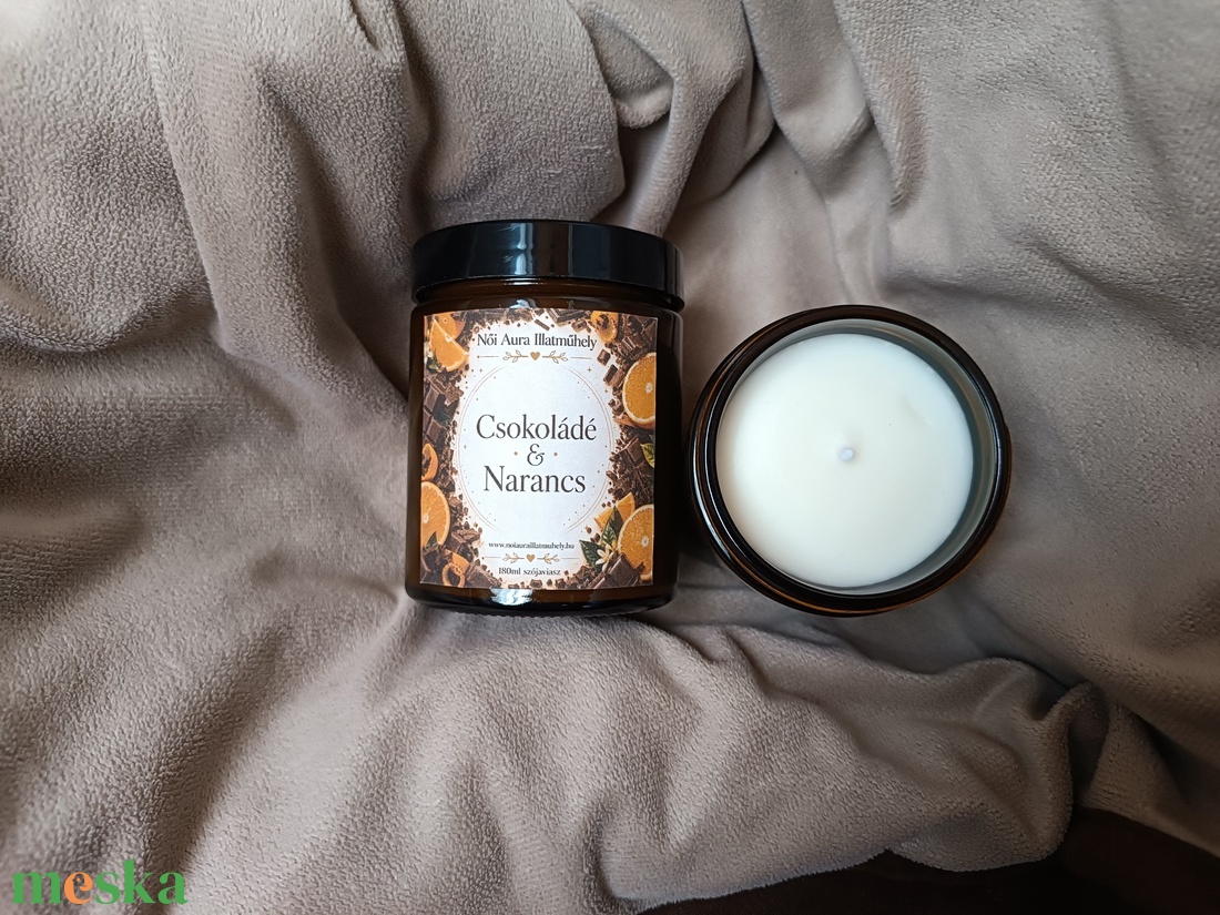 Csokoládé és Narancs szójaviasz illatgyertya 180ml - otthon & életmód - gyertya, illat, aroma - gyertya - Meska.hu