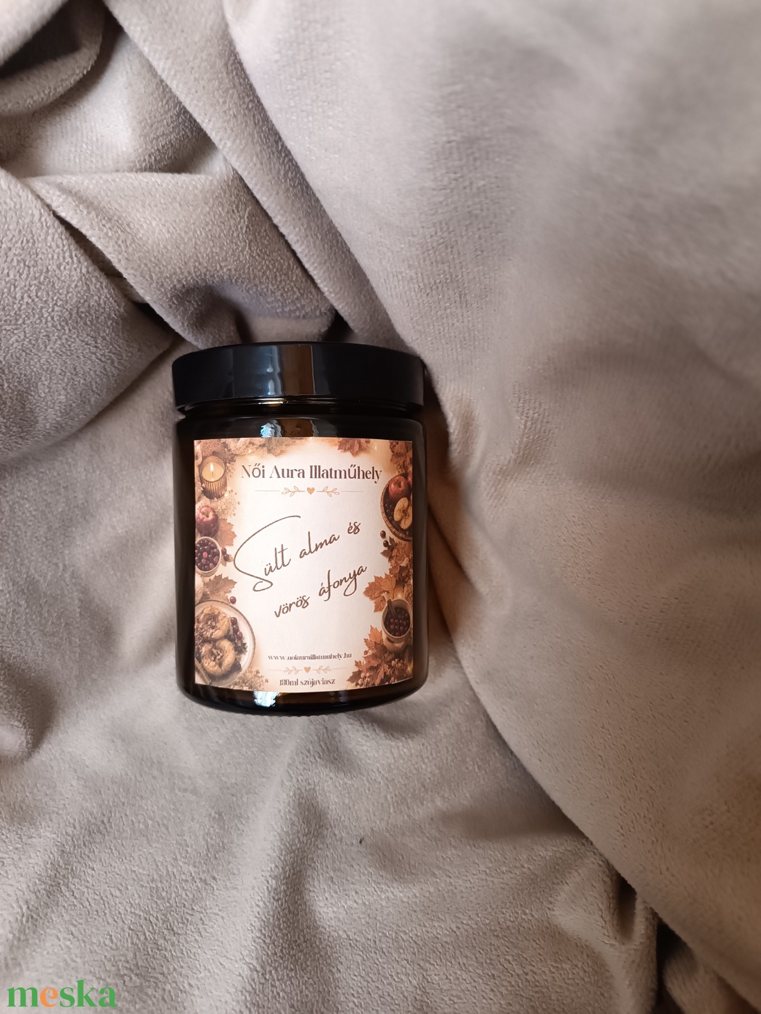 Sült alma és vörös áfonya szójaviasz illatgyertya 180ml - otthon & életmód - gyertya, illat, aroma - gyertya - Meska.hu