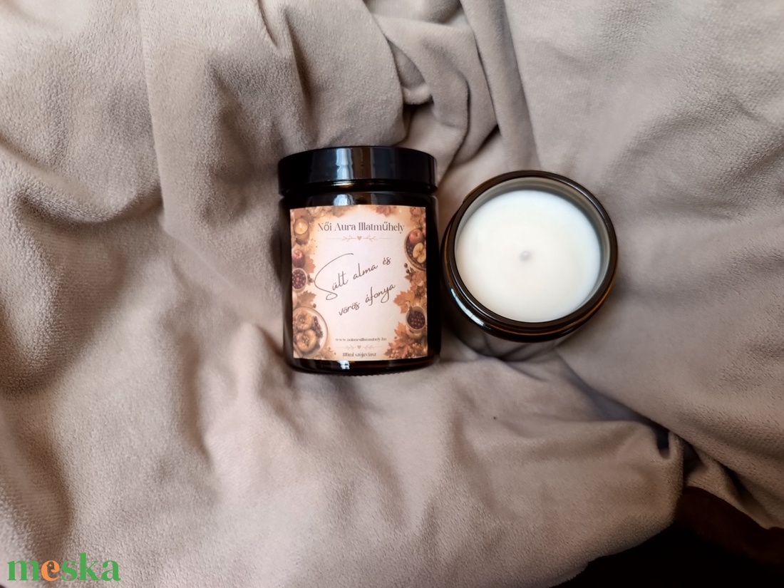 Sült alma és vörös áfonya szójaviasz illatgyertya 180ml - otthon & életmód - gyertya, illat, aroma - gyertya - Meska.hu