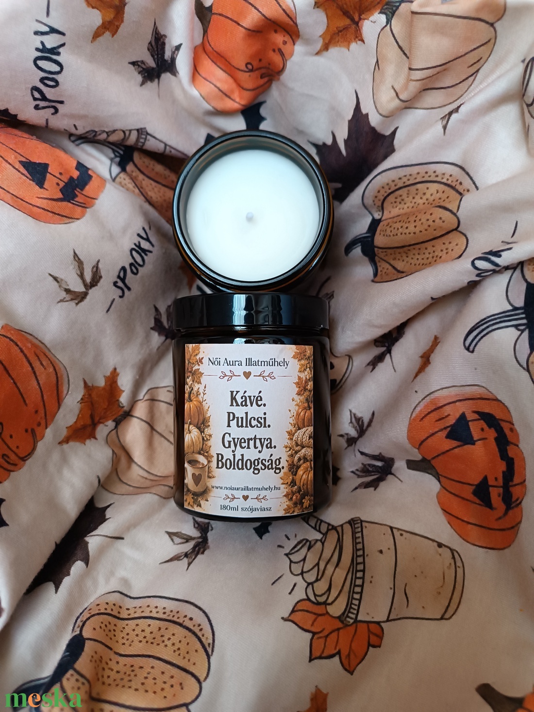 Őszi feliratos szójaviasz illatgyertya 180ml (többféle illat) - otthon & életmód - gyertya, illat, aroma - gyertya - Meska.hu