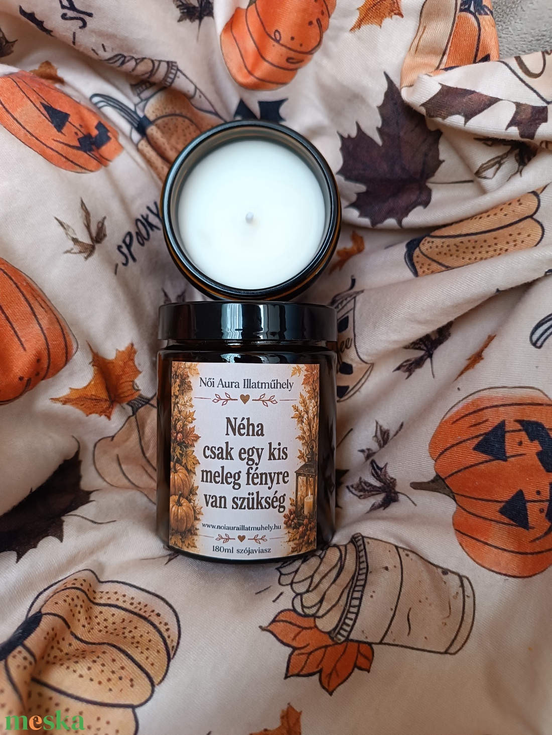 Őszi feliratos szójaviasz illatgyertya 180ml (többféle illat) - otthon & életmód - gyertya, illat, aroma - gyertya - Meska.hu