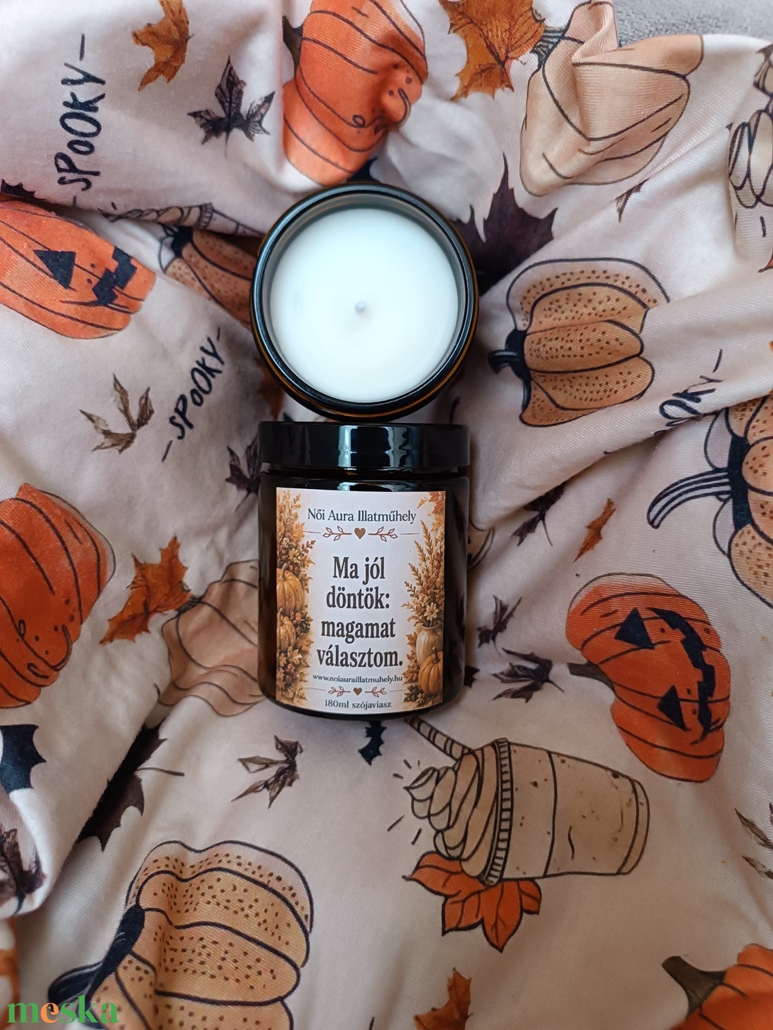 Őszi feliratos szójaviasz illatgyertya 180ml (többféle illat) - otthon & életmód - gyertya, illat, aroma - gyertya - Meska.hu