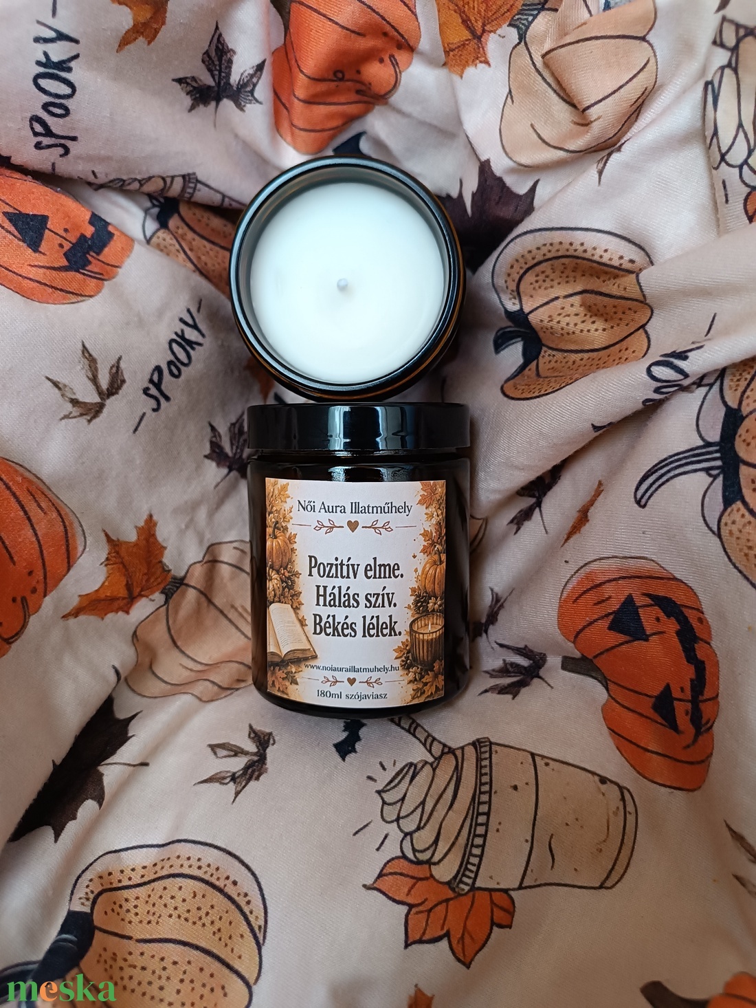 Őszi feliratos szójaviasz illatgyertya 180ml (többféle illat) - otthon & életmód - gyertya, illat, aroma - gyertya - Meska.hu