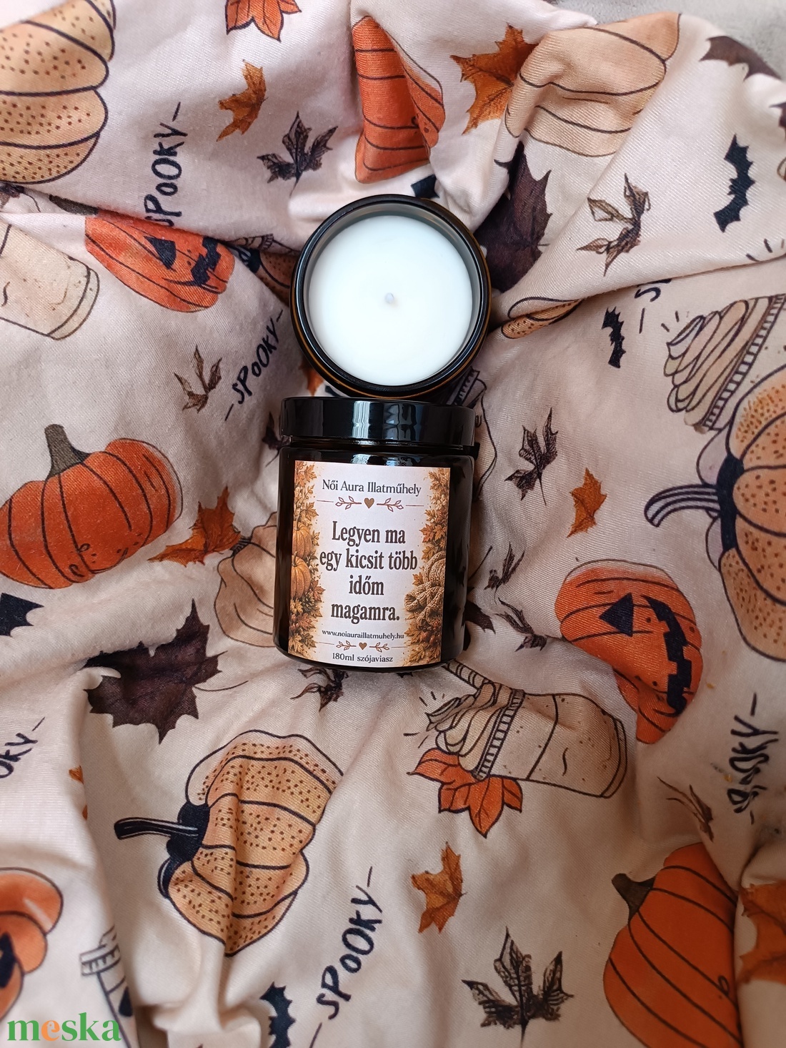 Őszi feliratos szójaviasz illatgyertya 180ml (többféle illat) - otthon & életmód - gyertya, illat, aroma - gyertya - Meska.hu