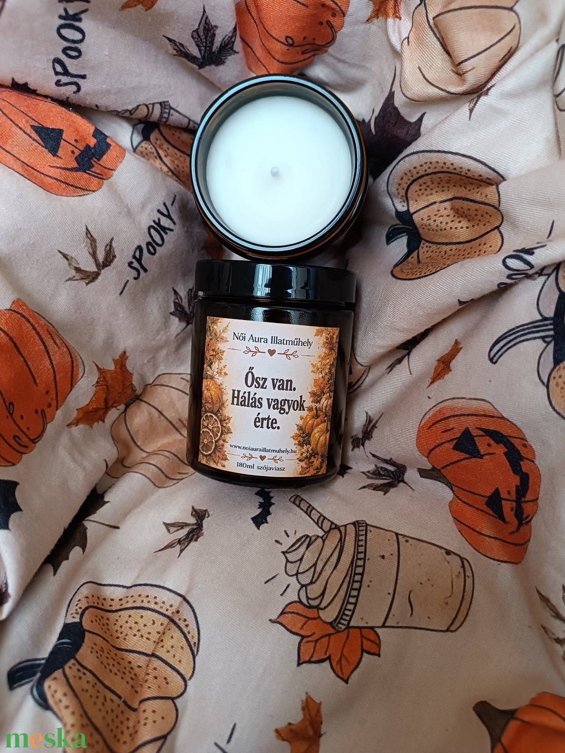 Őszi feliratos szójaviasz illatgyertya 180ml (többféle illat) - otthon & életmód - gyertya, illat, aroma - gyertya - Meska.hu