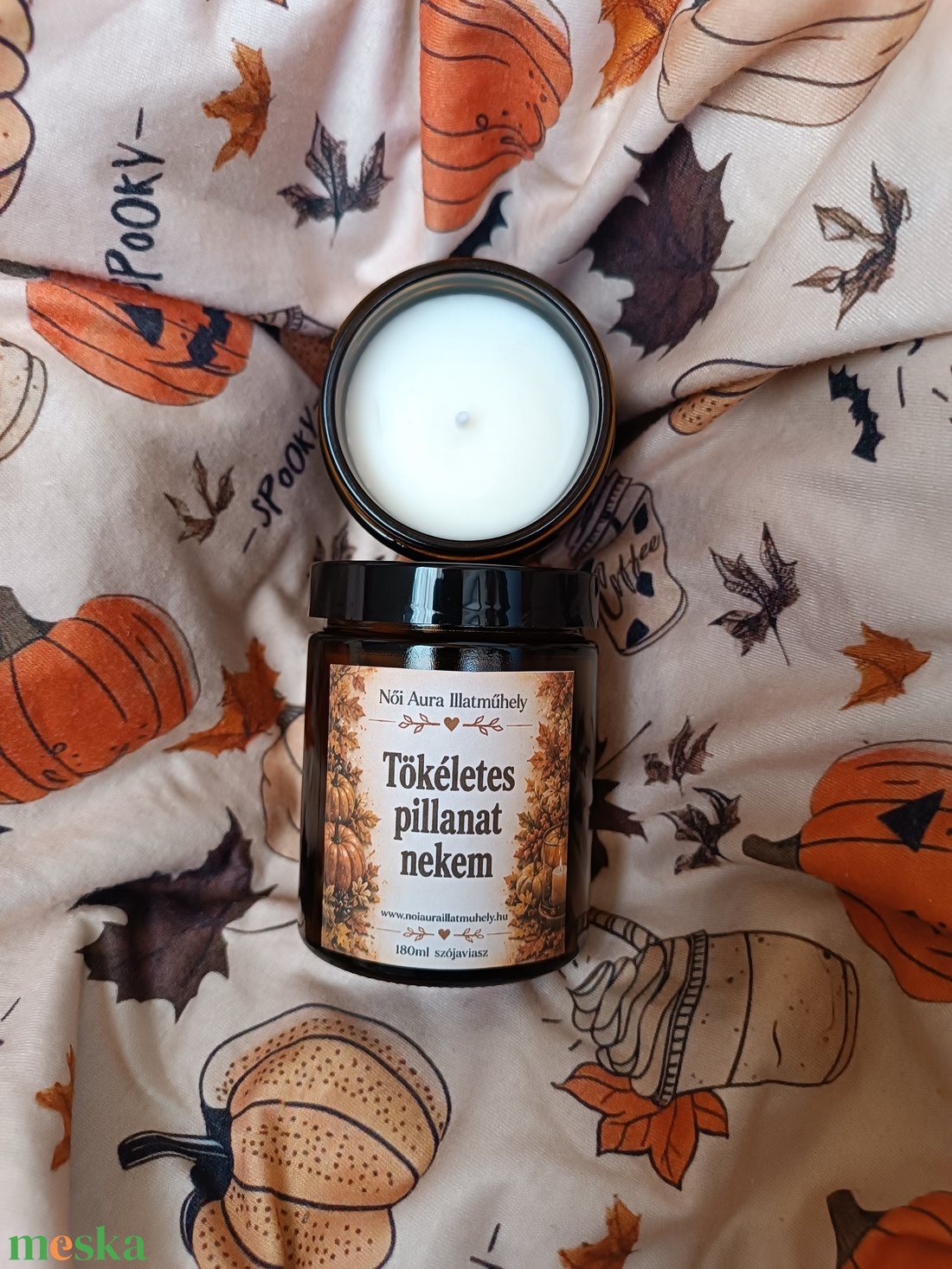 Őszi feliratos szójaviasz illatgyertya 180ml (többféle illat) - otthon & életmód - gyertya, illat, aroma - gyertya - Meska.hu