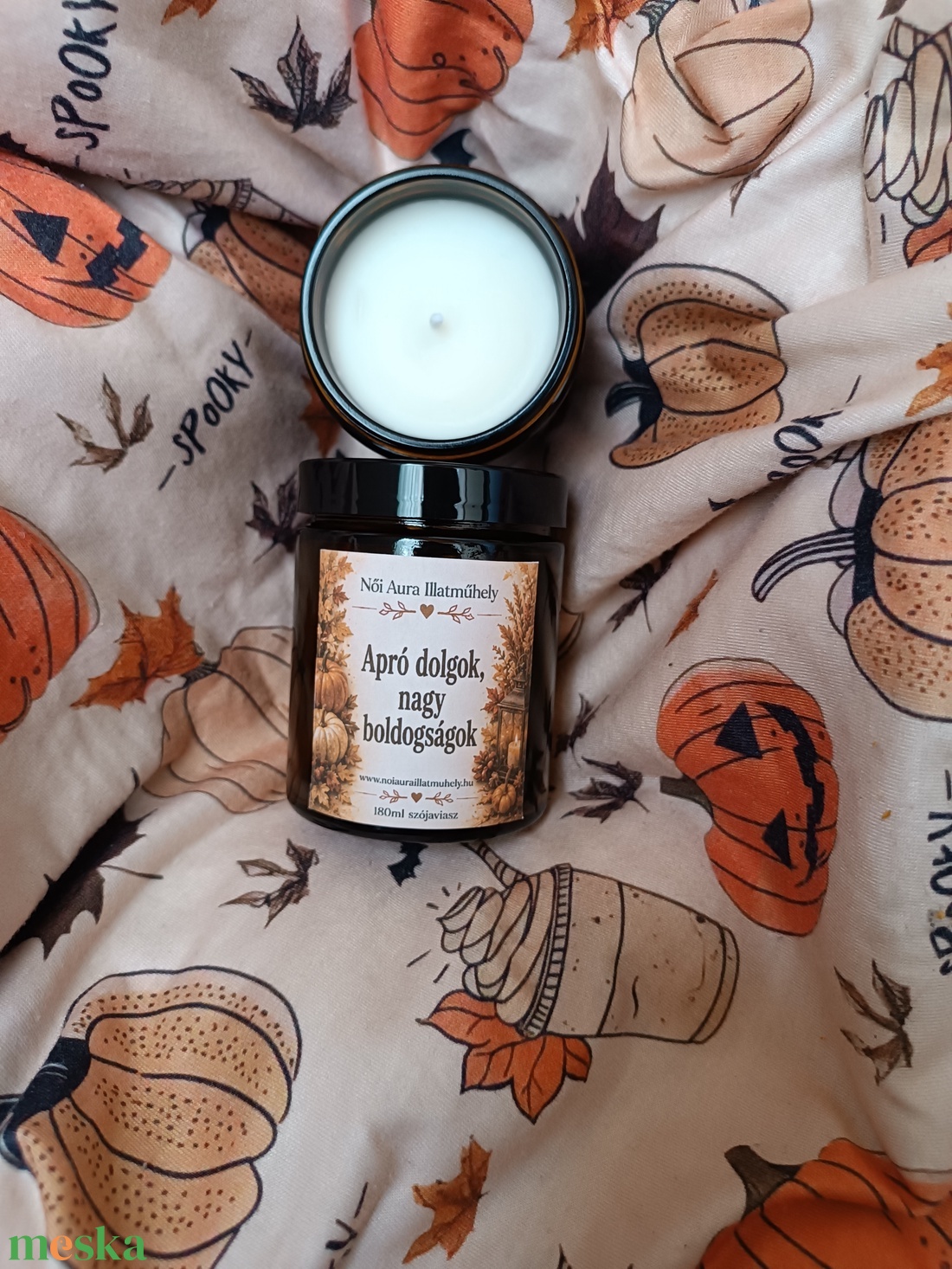 Őszi feliratos szójaviasz illatgyertya 180ml (többféle illat) - otthon & életmód - gyertya, illat, aroma - gyertya - Meska.hu
