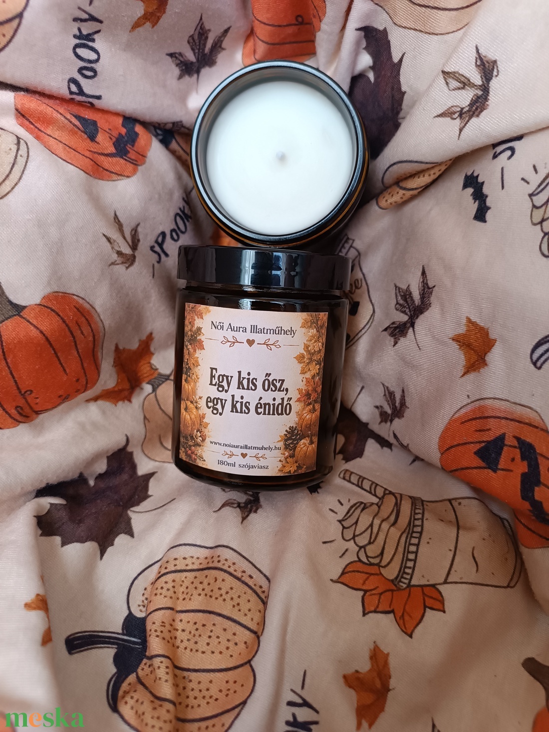 Őszi feliratos szójaviasz illatgyertya 180ml (többféle illat) - otthon & életmód - gyertya, illat, aroma - gyertya - Meska.hu