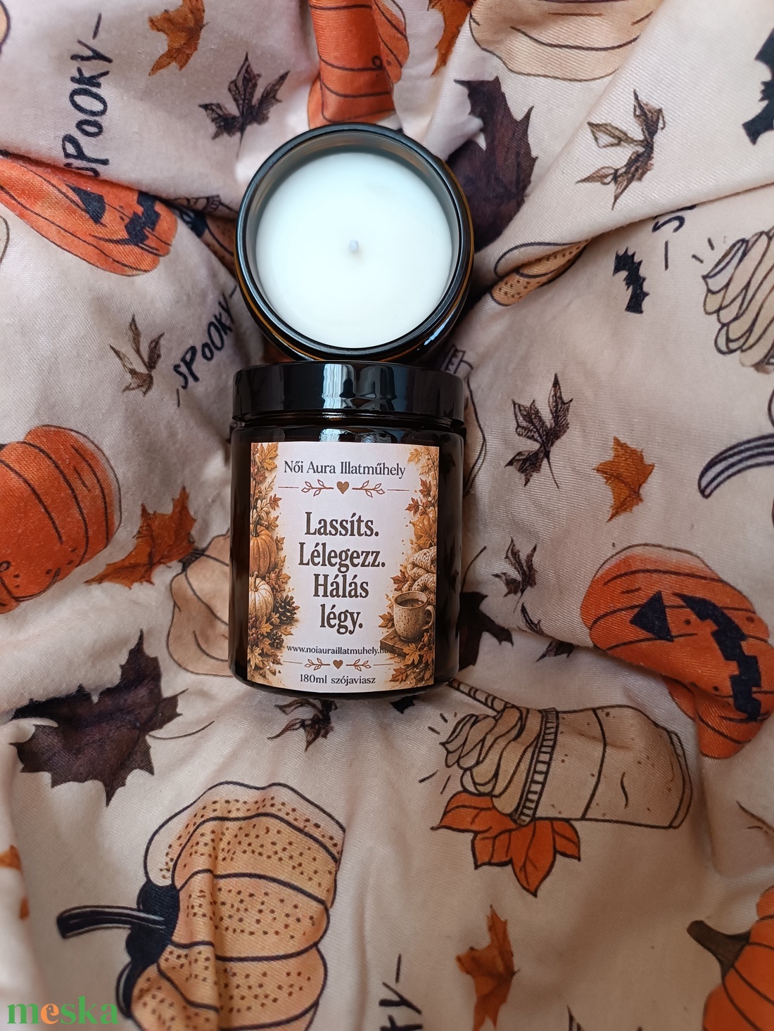 Őszi feliratos szójaviasz illatgyertya 180ml (többféle illat) - otthon & életmód - gyertya, illat, aroma - gyertya - Meska.hu