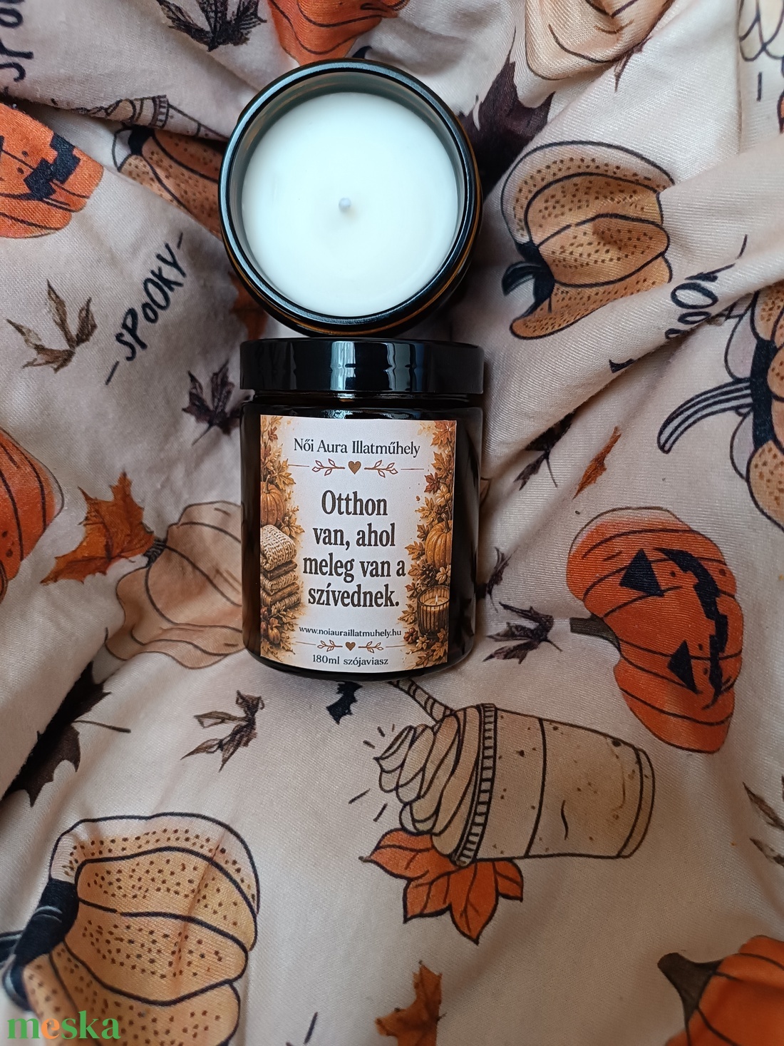 Őszi feliratos szójaviasz illatgyertya 180ml (többféle illat) - otthon & életmód - gyertya, illat, aroma - gyertya - Meska.hu