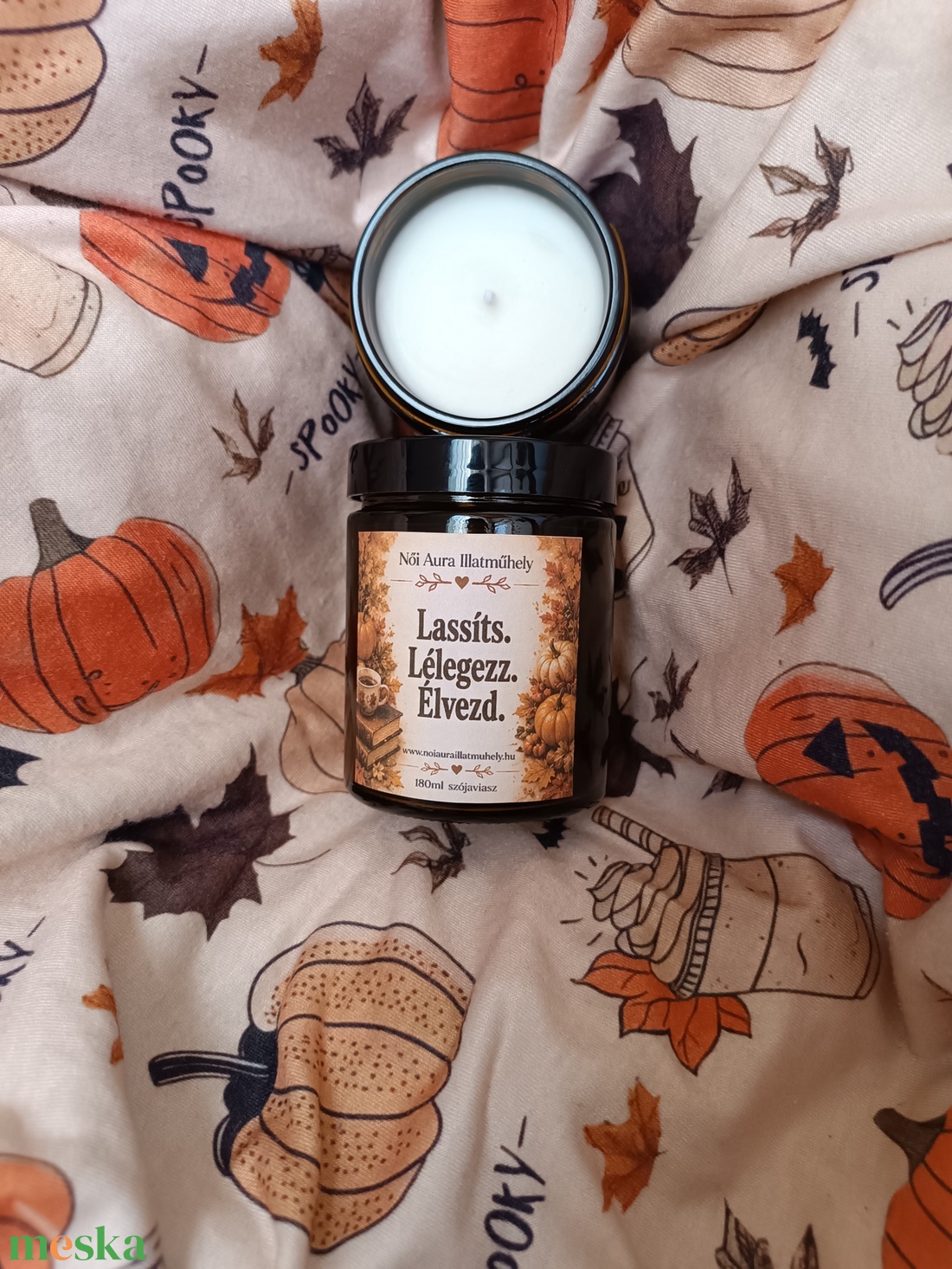 Őszi feliratos szójaviasz illatgyertya 180ml (többféle illat) - otthon & életmód - gyertya, illat, aroma - gyertya - Meska.hu