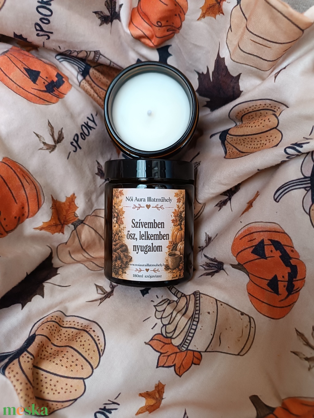 Őszi feliratos szójaviasz illatgyertya 180ml (többféle illat) - otthon & életmód - gyertya, illat, aroma - gyertya - Meska.hu