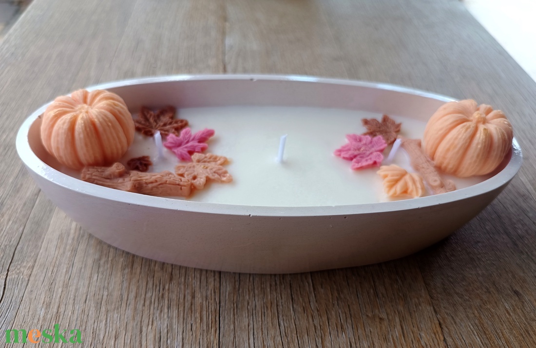 Őszi, tökös szójaviasz gyertyatál  - otthon & életmód - gyertya, illat, aroma - gyertya - Meska.hu