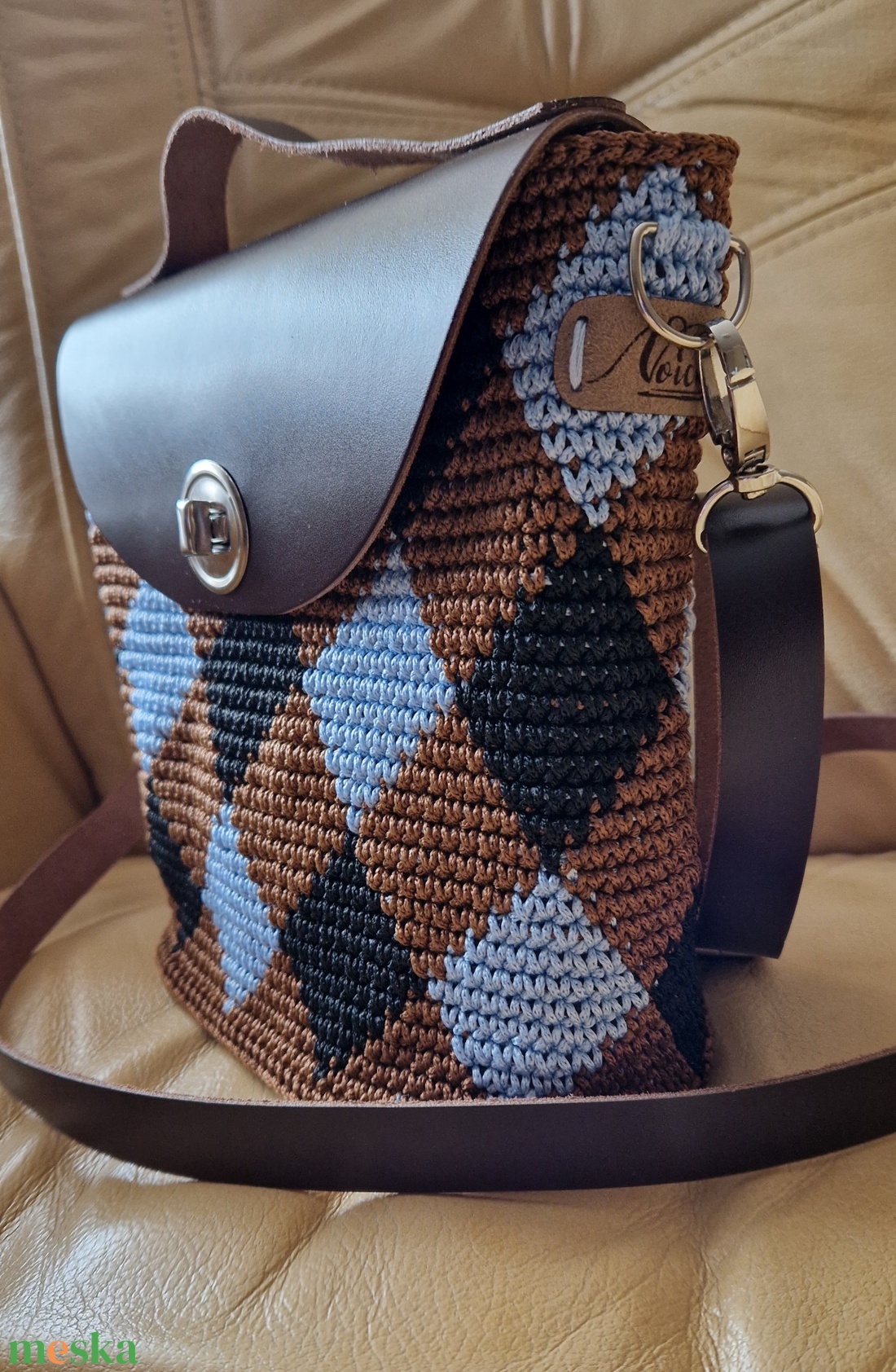 Rombuszmintás oldaltáska - táska & tok - kézitáska & válltáska - vállon átvethető táska - Meska.hu