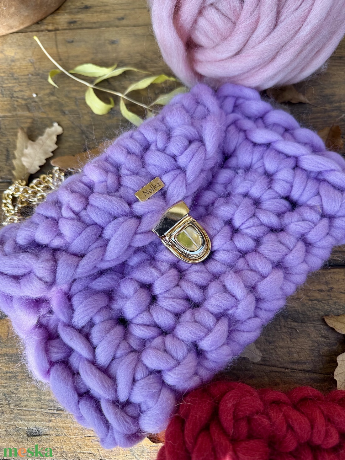 Horgolt gyapjú kézitáska - táska & tok - kézitáska & válltáska - válltáska - Meska.hu