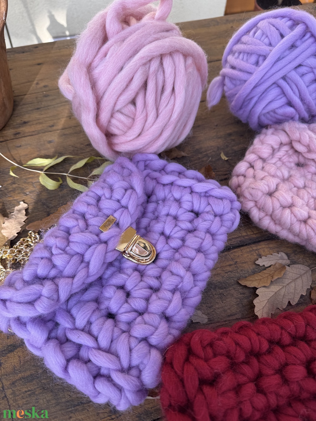 Horgolt gyapjú kézitáska - táska & tok - kézitáska & válltáska - válltáska - Meska.hu