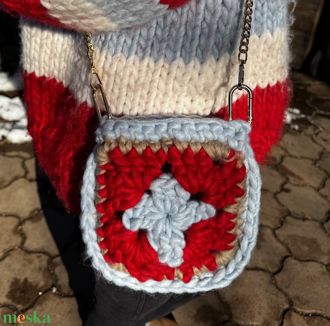 Granny Square horgolt táska - táska & tok - kézitáska & válltáska - kézitáska - Meska.hu